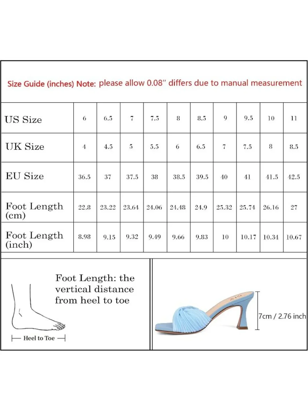 Women's Blue Summer Stylish Open Square Toe Casual Slip-On Kitten Heeled Sandals